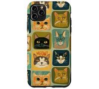 Colorful Cartoon Cat Faces with Meow Speech Bubbles Case for iPhone 11 Pro Max