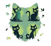 Colorful Cartoon Cat Jigsaw Puzzle 175PCS Wolf Head Design Puzzle Wooden Jigsaw Puzzles for Adults Families