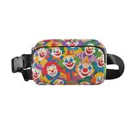 Colorful Cartoon Cute Clown Stylish Crossbody Bag Waist Packs for Women Men Teenagers Mini Crossbody Sport Bag with Adjustable Strap for Workout Running Hiking