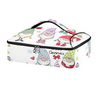 Colorful Cartoon Cute Gnomes Seamless On White Reusable Insulated Pizza Bag, Waterproof Food Delivery Bag, with Handle Lid Leakproof Pizza Holder Tote for Hot or Cold Food
