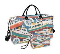 Colorful Cartoon Cute Steamship Decorative Oversized Travel Duffel Bag Gym Sports Duffel Bags with Adjustable Strap for Trip Waterproof Bolsa de para Hombre