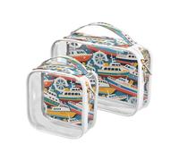 Colorful Cartoon Cute Steamship Hanging Travel Toiletry TSA Approved Multifunctional Cosmetic Bag Travel Airport Airline Compliant