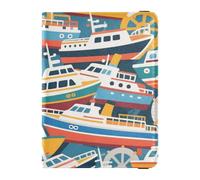 Colorful Cartoon Cute Steamship Leather passport holder for travel for travel Vaccine Case Protector Cover Passport Cover for women Lightweight