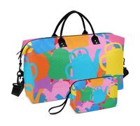 Colorful Cartoon Cute Teapot Decorative Overnight Carry On Tote and Luggage Travel Tote Gym Bag with Adjustable Strap for Gym 2 Pcs Set Bolsa para Gym para Mujer