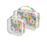 Colorful Cartoon Dandelions Mens Toiletry Travel TSA Approved Transparent Makeup Bag Small Travel Essential