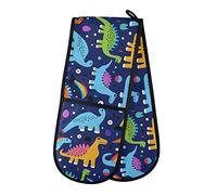 Colorful Cartoon Dinosaur Heat Resistant Potholders Double Oven Glove with Loop 35" x 7" for Kitchen, Kitchen, Handling Hot Pans BBQ Cooking Microwave