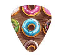 Colorful Cartoon Donuts Print Guitar Picks 12-Pack - Assorted Thickness Picks (0.46 mm, 0.71 mm, 0.96 mm) with Storage Box & Assorted Unique Design for Acoustic, Electric, Bass, and Ukulele Players