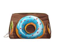 Colorful Cartoon Donuts Printed Cosmetic Bags for Women Mom, Large PVC Leather Travel Makeup Bag Cute Gifts Toiletry Bag with Zipper