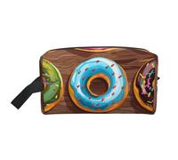 Colorful Cartoon Donuts Prints Makeup Bags for Women Girls Large Capacity Zipper Cosmetic Bag Travel Toiletry Bag Organizer with Handle