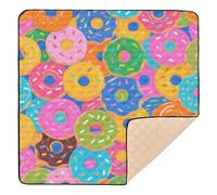 Colorful Cartoon Doughnut Food Large Non-Slip Baby Playmat for Indoor Outdoor Lightweight Infant Play Mat for Babies Infants Toddlers, 50'' x 50''
