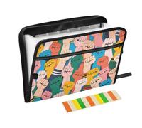 Colorful Cartoon Fist Folder with Labels 13 Pockets A4 Letter Size with Zipper Closure for According File Organizer