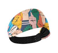 Colorful Cartoon Fist no slip athletic headbands Elastic hair bands for Cycling Yoga Cycling accesorios para cabello de mujer