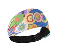 Colorful Cartoon God Cute no slip extra wide headbands for women Elastic hair bands for Gym Volleyball Volleyball bandas para el cabello
