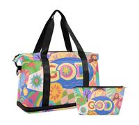 Colorful Cartoon God Cute Overnight Bag with Wet Pocket Adjustable Strap Gym Bag for Hiking Waterproof for men women