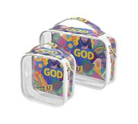 Colorful Cartoon God Fashion Makeup Bags for Women TSA Approved Portable Cosmetic Travel Bag Airport Airline Compliant