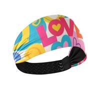 Colorful Cartoon Heart Love Moisture Wicking sport headband Elastic sweat band for women for tennis washing face Daily use bandas para el cabello
