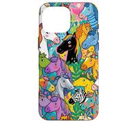 Colorful Cartoon Horse Pony Unicorn Magical Pattern Art Case for iPhone 16 Pro Max