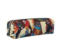 Colorful Cartoon Horse Printed Leather Pencil Case Cute Stationery Organizer Simple Makeup Bag Pen Pouch, Silver Zipper