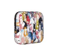 Colorful Cartoon Horses Print Sanitary Napkin Storage Bag, Portable Holder for Pads, Period Pouch for Teen Girls, Reusable Sanitary Bag