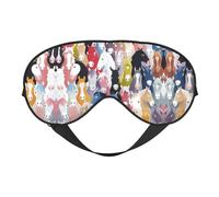 Colorful Cartoon Horses Print Sleep Mask Silk Eye Cover Soft Satin Blindfold Elastic Strap Night Eyeshade Travel Nap for Women Men