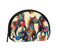 Colorful Cartoon Horses Printed Coin Purse for Women Cute Small Change Wallet Mini Coin Purses Pouch with Zipper