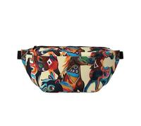 Colorful Cartoon Horses Printed Fanny Pack Waist Bag for Men Women, Adjustable Bumbags Hip Bum Bag Travel Crossbody Bags Sports Running Hiking Belt Bag