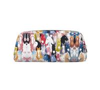 Colorful Cartoon Horses Printing Leather Pencil Pouch Pen Case Elegant and Practical Bag for Students Perfect for Office School