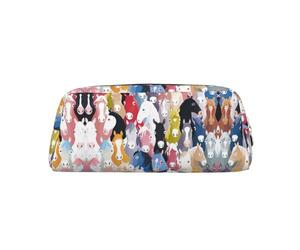 Colorful Cartoon Horses Printing Leather Pencil Pouch Pen Case Elegant and Practical Bag for Students Perfect for Office School