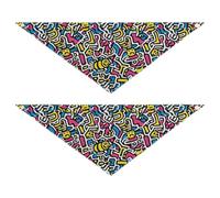 Colorful Cartoon Irregular Lines Bee Dog Bandanas Bulk Adjustable Soft Dog Scarf Cute Pet Holiday Accessories Decor for Dogs Cats 2 Pack