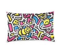 Colorful Cartoon Irregular Lines Bee Standard/Queen Size empty pillow case with zipper cotton pillowcase Gifts for Women Men funda para almohada larga con adornos 20x30 inchs Set of 2