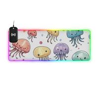 Colorful Cartoon Jellyfish Wirel Charging Glowing Mouse pad for Desk entials Travel 35.4 x 15.7 in Mouse pad Charger mat