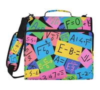 Colorful Cartoon Mathematical Formulas 3 Ringing 1.5 inch Organizer Binder with Shoulder Strap Multiple Pockets Zippered Portfolio for Office School