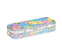 Colorful Cartoon Mathematical Formulas Clear Pencil Box Double-Deck Pen Storage Containers For Kids With Snap And Lid