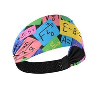 Colorful Cartoon Mathematical Formulas Moisture Wicking women headbands Elastic wide head bands for women's hair for Football Running Daily use diadema para maquillaje
