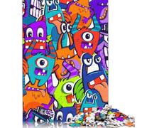 Colorful Cartoon Monsters Paper Puzzles 1000 Piece Jigsaw Puzzles for Adults Educational Game Challenge Toy Christmas Eve Gifts 1000pcs (38x26cm)