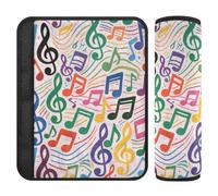 Colorful Cartoon Music Symbols car Seats Strap Covers,Stop seat Belt Cutting into Neck,seat Belt Cover pad for Truck Airplane Van Protector para cinturón de carro 2 pcs