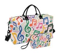 Colorful Cartoon Music Symbols Decorative Weekender Duffel Bag Gym Bag with Adjustable Strap for Sports Waterproof bolso de para Mujer