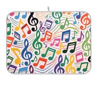 Colorful Cartoon Music Symbols Drain matt Dish Drainer Pads XL Dish Drying mat 18 x 24