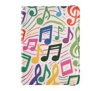 Colorful Cartoon Music Symbols Leather passport holder for travel men for travel Wallet Combo Travel Passport Wallet With Vaccination Card Slot for women Lightweight
