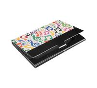 Colorful Cartoon Music Symbols Ultra-thin slim business card holder With Leather & Stainless Steel credit card holders for Travel Home or Office Use