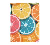 Colorful Cartoon Orange Fruits Leather Passport Holder Cover for travel Vaccine Card Holder Cover Combo Passport Holder Combo with Vaccine Card Slot for women Lightweight