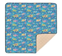 Colorful Cartoon Sea Animals Large Stylish Baby Gym & Activity Mat for Indoor Outdoor Portable Baby Kick Crawling Mat for Baby Kids Toddlers Infants, 50'' x 50''
