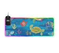 Colorful Cartoon Sea mouses Wirel Charging Glowing Gaming Mouse pad Glowing Desk top 35.4 x 15.7 in Large Mousepad for Desk