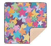 Colorful Cartoon Stars are Fashion Soft Padded Baby Play Mat for Indoor Outdoor Portable Tummy Time Activity Mat for Baby Toddler Infant, 50'' x 50''