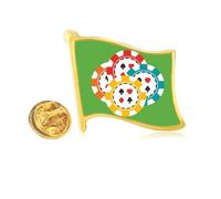 Colorful Casino Chips Illustration Golden Metal Flag Lapel Pin Badge