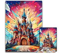 Colorful Castle 1000Pc Adults Jigsaw Puzzle Wooden Jigsaw Brain-Challenging DIY Decorative Game, Family Interactive Toy 50x75CM/19.68x29.52inch