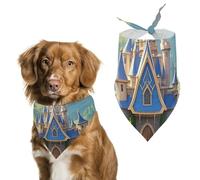 Colorful Castle Dog Bandanas for Feeding Grooming, Triangle Pet Bibs Washable Pets Scarf for Cats & Dogs