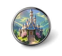 Colorful Castle Round Badge for Men Women, Durable & Stylish Lapel Pins, Lightweight Metal Badges for Shirts, Jackets, Hats