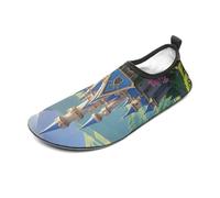 Colorful Castle Water Shoes for Men Women, Lightweight Stretch Swim Shoes with Anti-Slip Rubber Sole, Quick-Dry Aqua Socks for Pool, Beach, Surfing, Style, 4 Women/4 Men