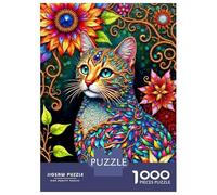 Colorful Cat Art 1000 Pieces Jigsaw Puzzle Set Premium Jigsaw Puzzle Sturdy Cardboard Couple Partners Ultra Difficult Christmas 38x26cm/1000pcs